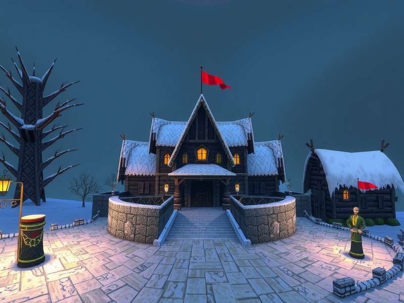 Frozen landscape of RuneScape Cold Front with icy mountains and auroras