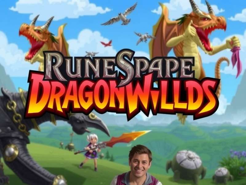 Dragonwilds expansion landscape showing volcanic mountains and dragons