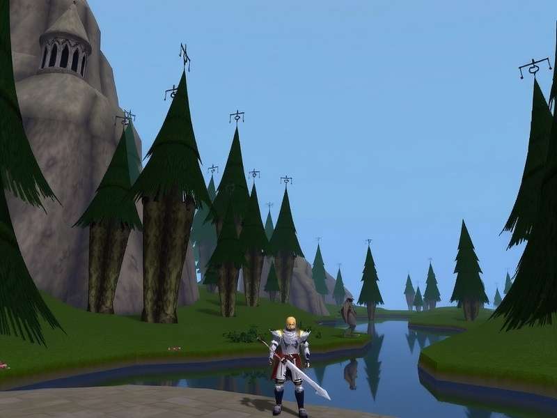 Old School RuneScape landscape showing Lumbridge Castle and a player in rune armor