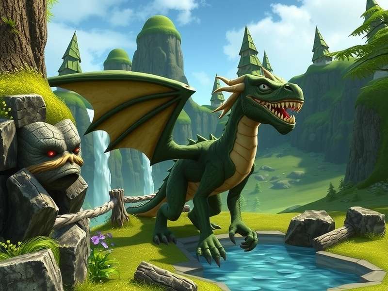Epic fantasy landscape with dragon silhouettes, representing RuneScape Dragon Wilds