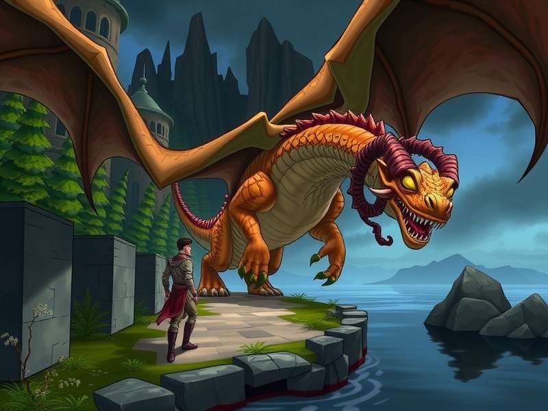 RuneScape Dragonwilds landscape with dragons and players battling