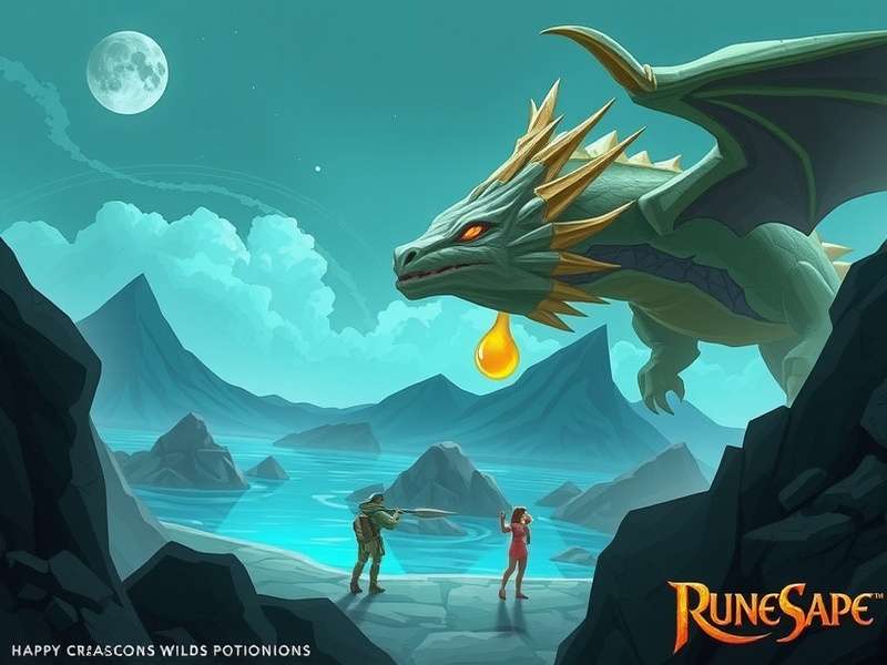 A mystical glowing potion bottle with smoke swirling inside, representing a Dragon Wilds potion