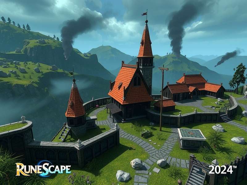 A detailed fantasy landscape with a medieval character, representing the world of RuneScape private servers