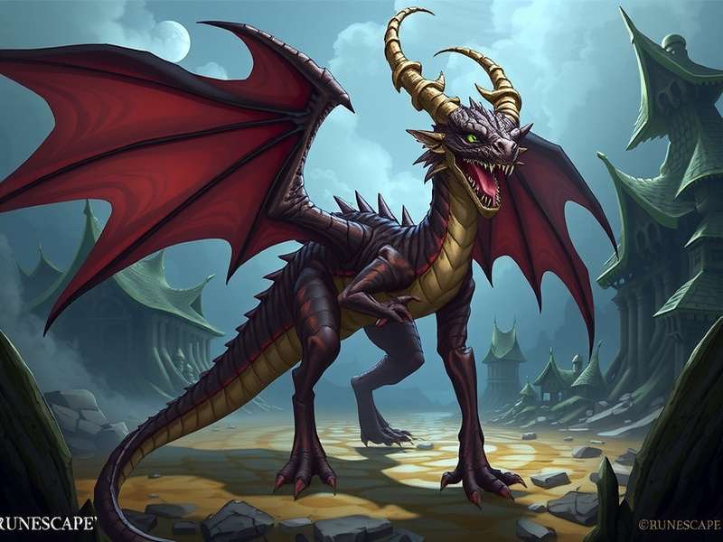 A player battling a massive dragon in RuneScape