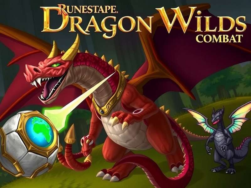 Epic combat scene in RuneScape Dragon Wilds showing players fighting a dragon