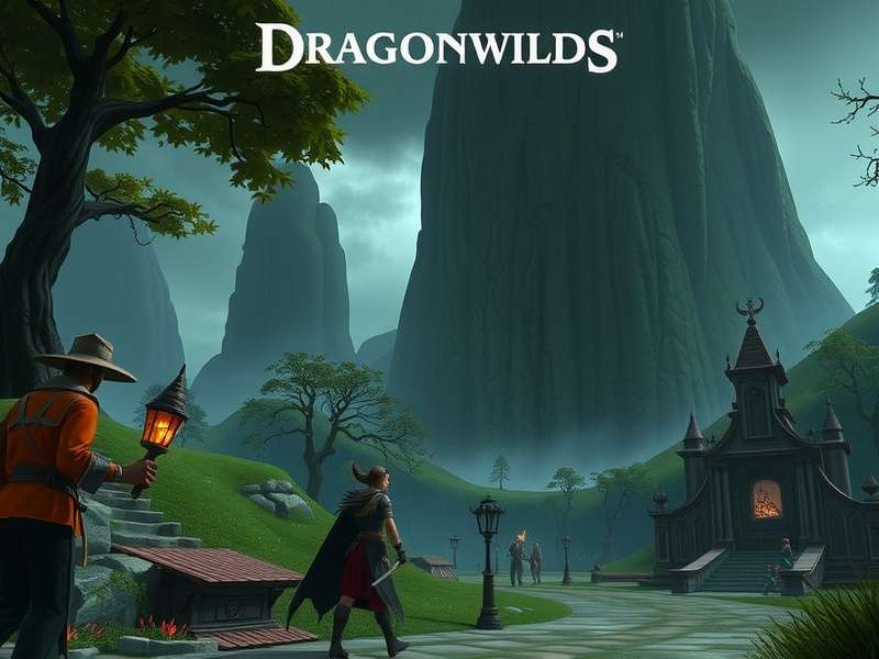 Fellhollow landscape with ancient dragon ruins and misty mountains in RuneScape Dragonwilds