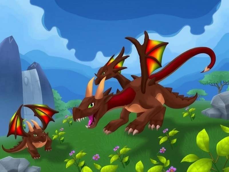 RuneScape Dragon Wilds landscape with dragons soaring over volcanic mountains